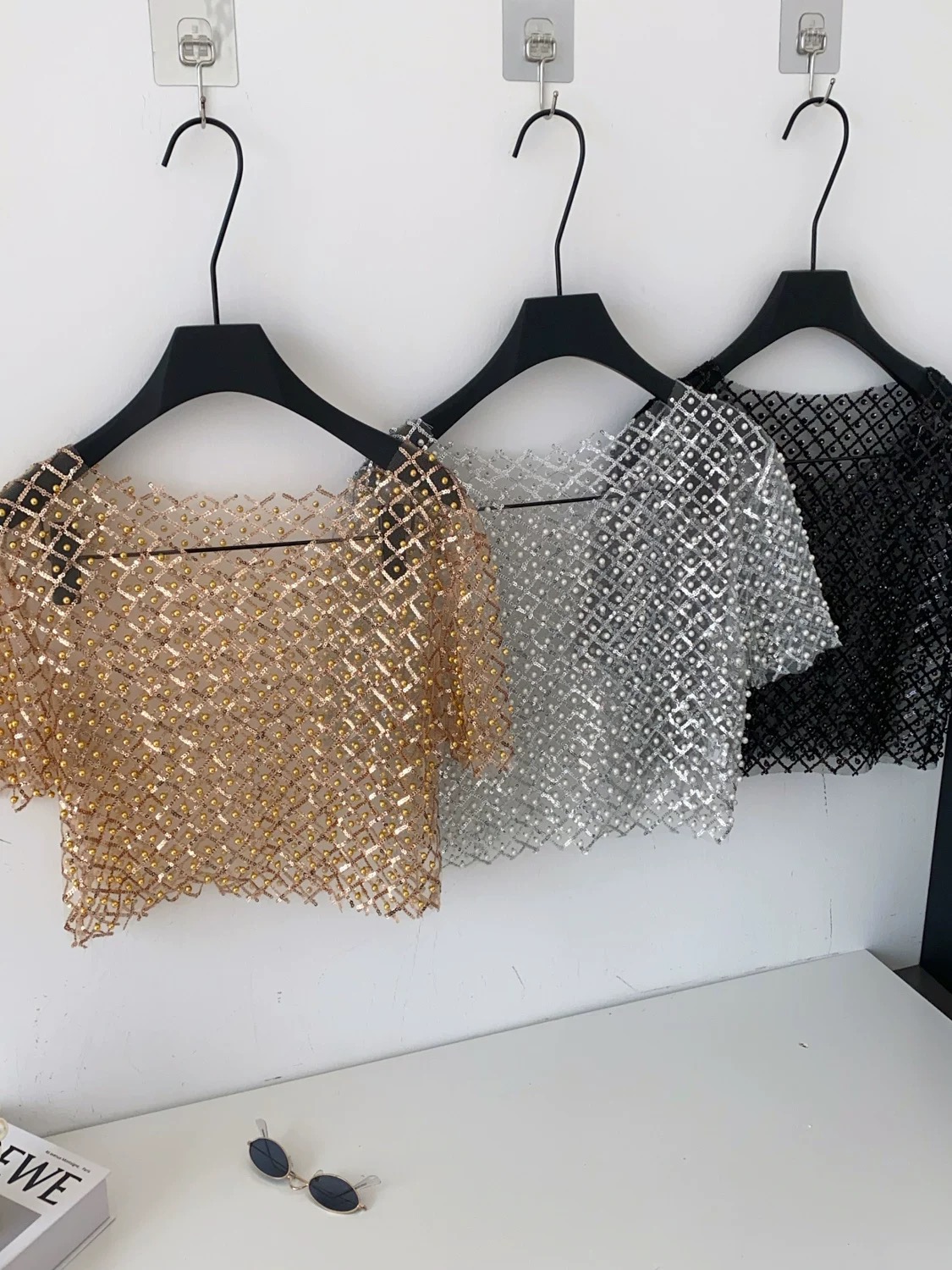 Night out pearl & sequin top CTO1036 images